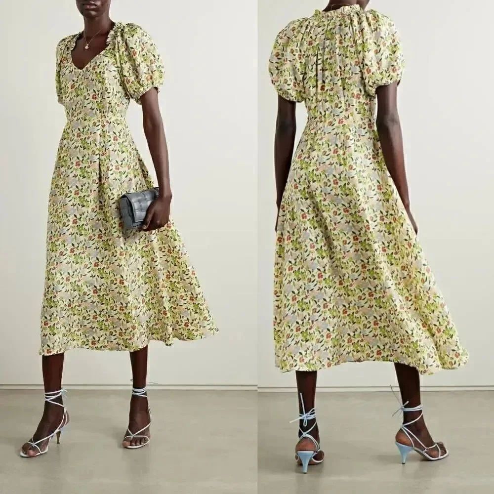 THE GREAT. The Hyacinth floral-print silk-satin midi dress 1 $550